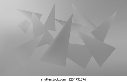 Abstract Stylish Grey Background with Several Colorful Gradient Triangles. Vector illustration, EPS 10. Realistic and 3D.