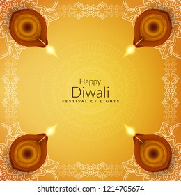Abstract stylish Happy Diwali greeting bright yellow background