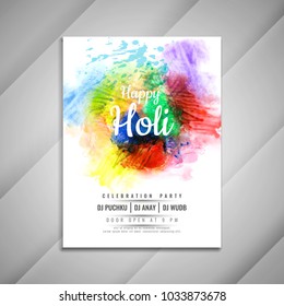 Abstract stylish Happy Holi celebration flyer design template