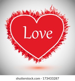 Abstract stylish  heart, acrylic paint. Vector illustration 