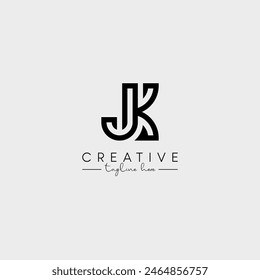 Abstract Stylish letter JK KJ Logo Design Template. Modern And Creative Letter Logo.