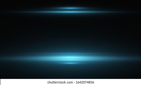 Abstract stylish light effect on black background. Blue glowing neon lines. Glowing trail. Vector illustration. Dimming levels