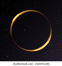 Abstract stylish light effect on black background. Golden glowing neon line.Vector 10 eps	
