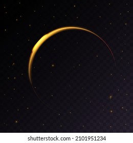 Resumen del efecto de luz elegante sobre el fondo negro. Línea de neón brillante dorado.Vector 10 eps	
