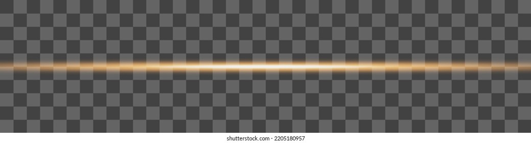Abstract stylish light effect on transparent background. Golden glowing neon line. Golden glowing dust and glare. Flash Light. luminous