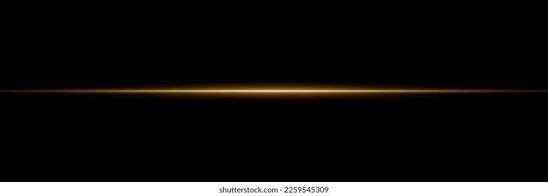 Abstract stylish light effect on transparent background. Golden glowing neon line. Golden glowing dust and glare. Flash Light.