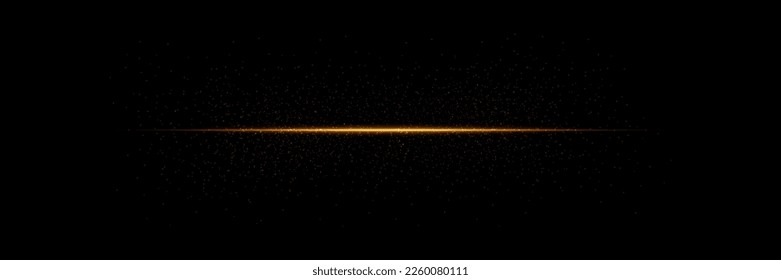 Abstract stylish light effect on transparent background. Golden glowing neon line. Golden glowing dust and glare. Flash Light.