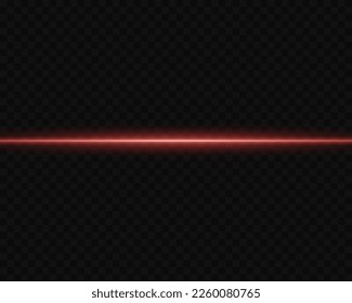 Abstract stylish light effect on transparent background. Red glowing neon line. Flash Light.