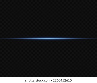 Abstract stylish light effect on transparent background. Blue glowing neon line. Flash Light.