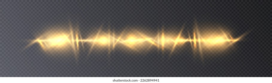 Abstract stylish light effect on black background. Gold glowing neon lines. Golden glowing dust and glare. Flash Light. Light trail