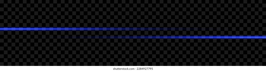 Abstrakter, stylischer Lichteffekt auf transparentem Hintergrund. Blauleuchtendes Neonline. Blitz.