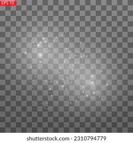 Abstract stylish light effect on a black background. Gold glowing neon line. Golden luminous dust and glares. Flash Light. luminous trail. Vector illustration. EPS 10