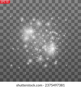 Abstract stylish light effect on a black background. Gold glowing neon line. Golden luminous dust and glares. Flash Light. luminous trail. Vector illustration. EPS 10
