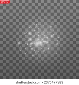 Resumen de efecto de luz elegante sobre un fondo negro. Línea de neón dorado. Polvo luminoso dorado y bombillas. Luz Flash. rastro luminoso. Ilustración vectorial. EPS 10