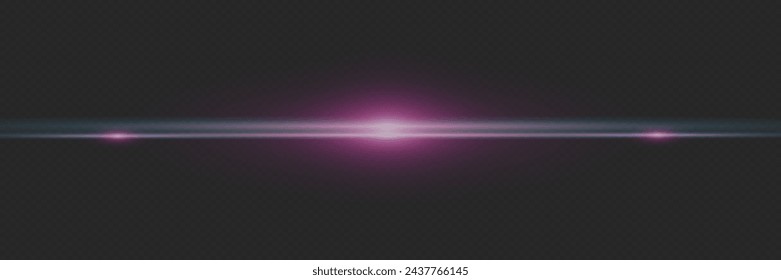 Abstract stylish light effect on transparent background. Glowing neon line. A flash of light and glare.