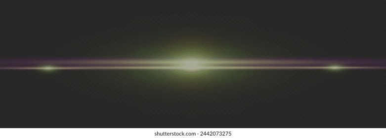 Abstract stylish light effect on transparent background. Glowing neon line. A flash of light and glare.