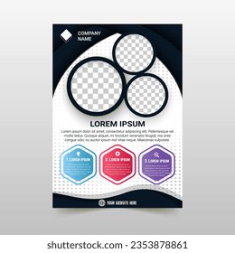 Abstract Stylish Navy Blue Flyer Template With Curves, can be used for business designs, presentation designs or any suitable designs.