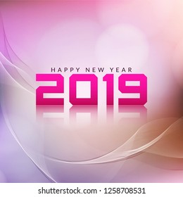Abstract stylish  New Year 2019 greeting wavy background
