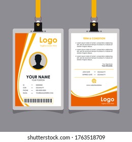 Resumen Diseño de tarjeta de identificación de curva naranja elegante, vector de plantilla de tarjeta de identidad profesional para empleados y otros