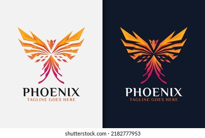 Abstract Stylish Orange Phoenix Logo Design. Vector Logo Illustration.