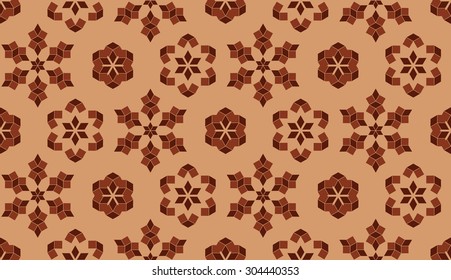 Abstract stylish ornamental seamless pattern of geometrical elements in brown shades