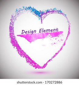 Abstract stylish purple heart, acrylic paint. Vector illustration 