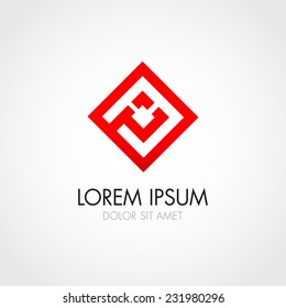 Abstract stylish red logo. Logotype icon. Vector illustration