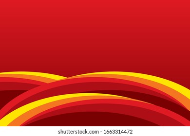 Fondo de onda roja y amarilla abstracta con espacio vacío para el vector de plantillas de diseño de texto
