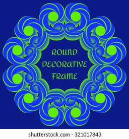 Abstract stylish round frame with decorative elements of blue and green shades