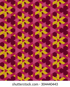 Abstract stylish seamless geometrical pattern of triangles in golden and purple shades