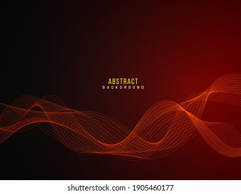 Abstract stylish smooth dynamic red wave on dark background