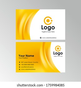abstract stylish smooth orange yellow curve business card design, professional name card template vector