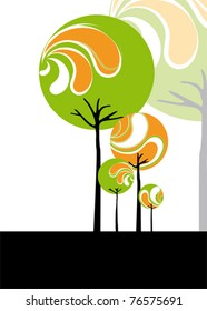 Abstract stylish tree on black and white background