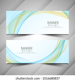 Abstract stylish wave style banners set