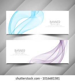 Abstract stylish wave style vector banners set