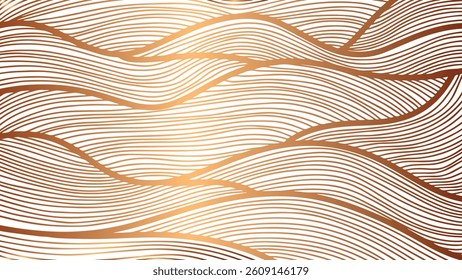 abstract stylish zentangle background in metallic gold color, gold glitter line art ornament