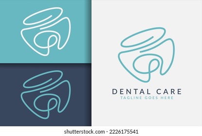 Abstract Stylist Dental Care Logo Design. Modern Teeth Symbol with Creative Lines Design Concept.