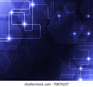 abstract stylized  background with digital symbols and glowing elements , vector illustration