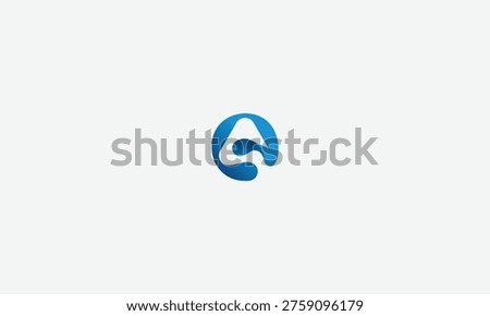 Abstract stylized blue letter a vector graphic is contained within a smooth circular boundary suggesting flow and technological advancement perfect for corporate identity branding needs.