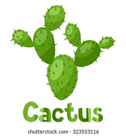 Abstract stylized cactus and text background design.