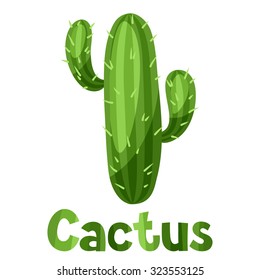 Abstract stylized cactus and text background design.