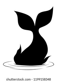 Abstract stylized cartoon whale tail silhouette, minimalist illustration