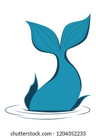 Abstract stylized cartoon whale tail silhouette, minimalist illustration