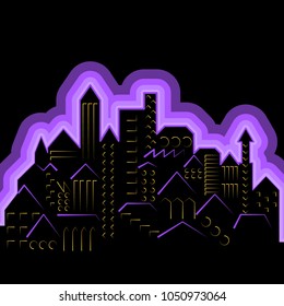 Abstract Stylized City Neon Background