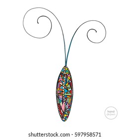 Abstract stylized cockroach illustration. Hand drawn insect vector background.