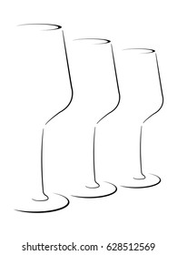 Abstract Stylized Depiction of three wine glasses