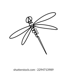 Abstract stylized dragonfly drawn in one line  Doodle  Sketch  Tattoo art idea  Continuous line drawing insect  Vector illustration 