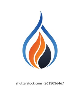 Abstract and stylized droplet logo design. The logo features a layered droplet shape formed by elegant curves in black, grey, and a central blue accent. The design evokes a sense of fluidity, purity, 