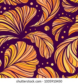 Abstract stylized feathers vector seamless pattern