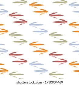 Abstract, stylized fir tree seamless background. Red, green and yellow dominate. Illustration for fabric, background, wallpaper, scrapbooking projects for kids.